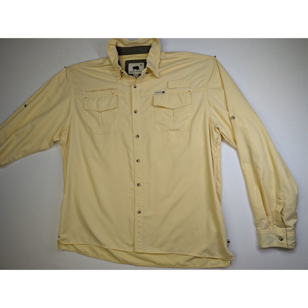 Dakota Grizzly Shirt Mens XL Yellow Long Sleeve Vented Lightweight Nylon Fishing